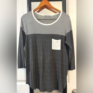 Loveappella Black and White Striped Top